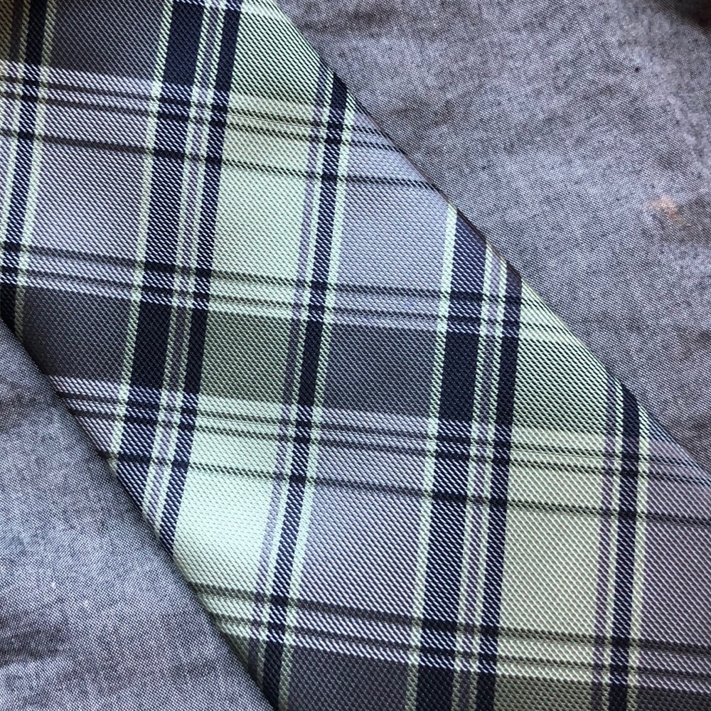 Worn once- green, navy, and gray tie!
